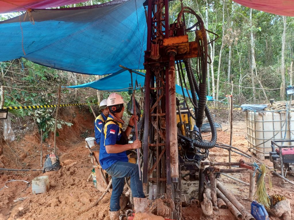 Close-up of core drilling operation